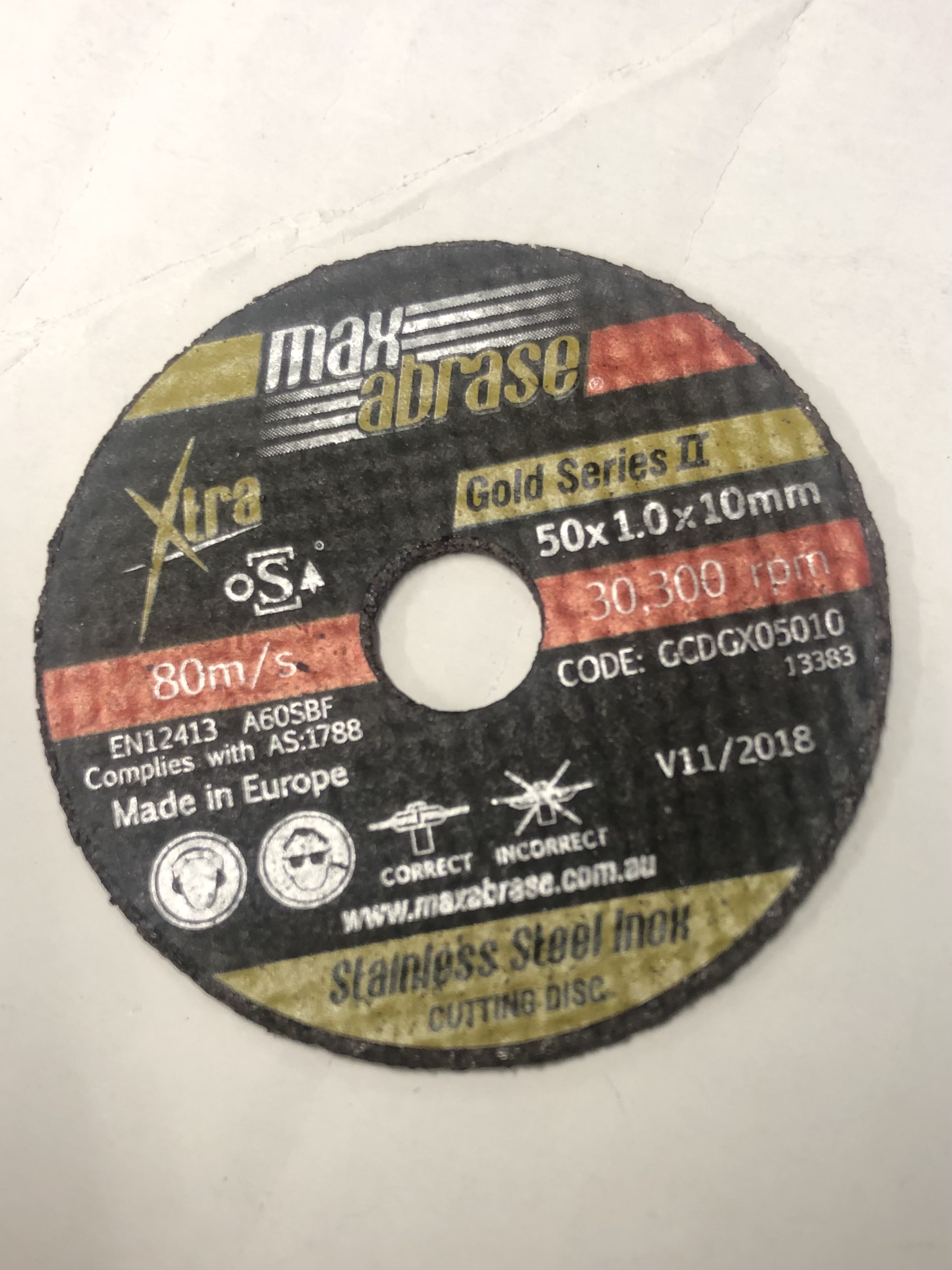 50mm x 1mm X 10mm metal cutting disc - each 