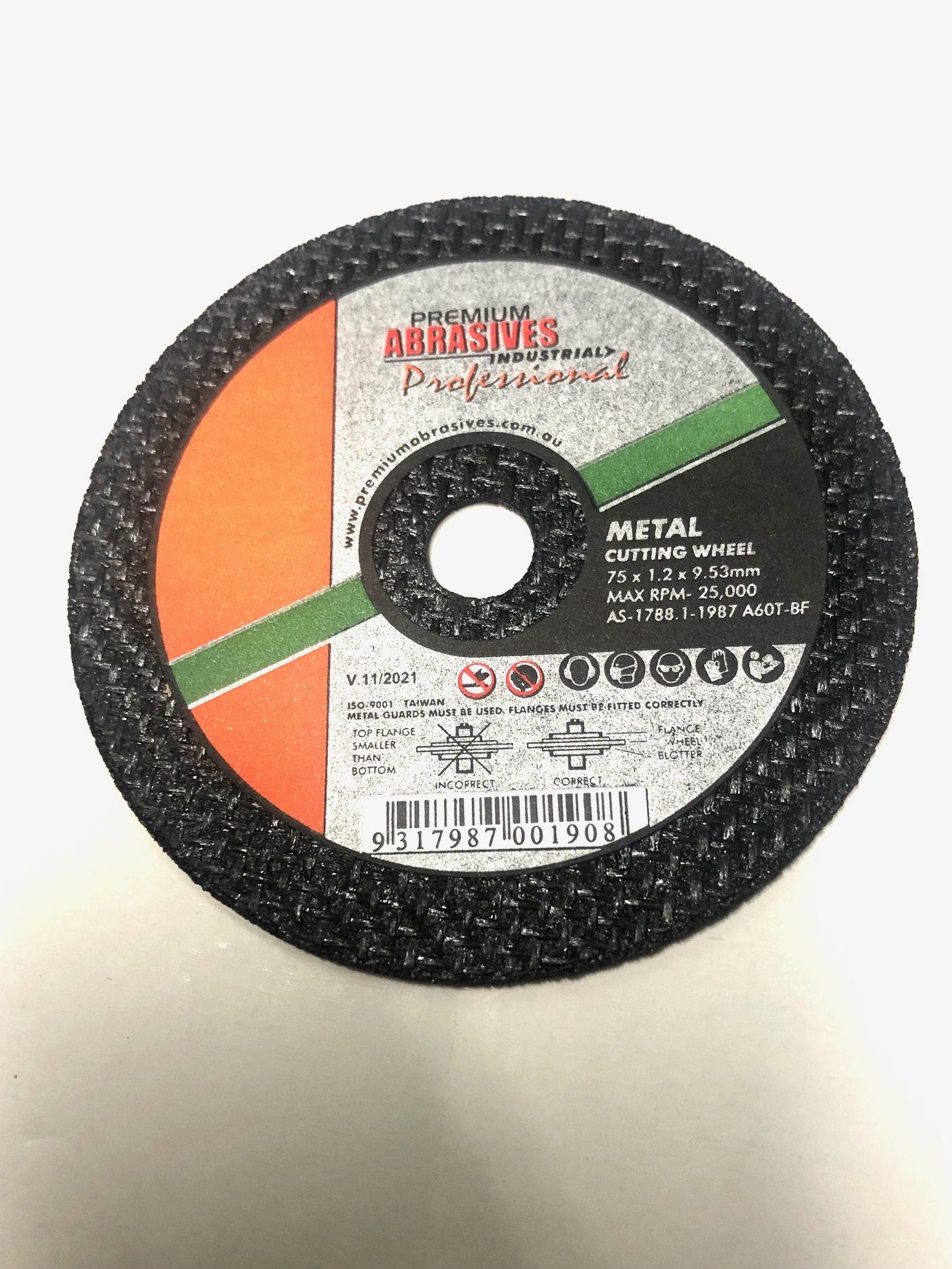  75mm x 1mm x 9mm metal Cutting Wheel - each